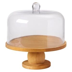 NWT 
CROFTON Elegant Glass and Wood Cake Stand